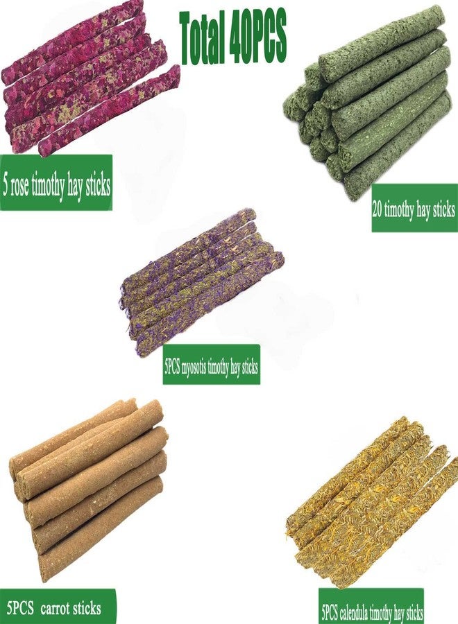 ANDES Rabbit Chew Toys 40pcs Timothy Hay Sticks About 14oz/400g Hamster Molar Snacks Handmade are Perfect Food Accessories for Bunny Guinea Pigs Rats Chinchillas Gerbils - Image 3